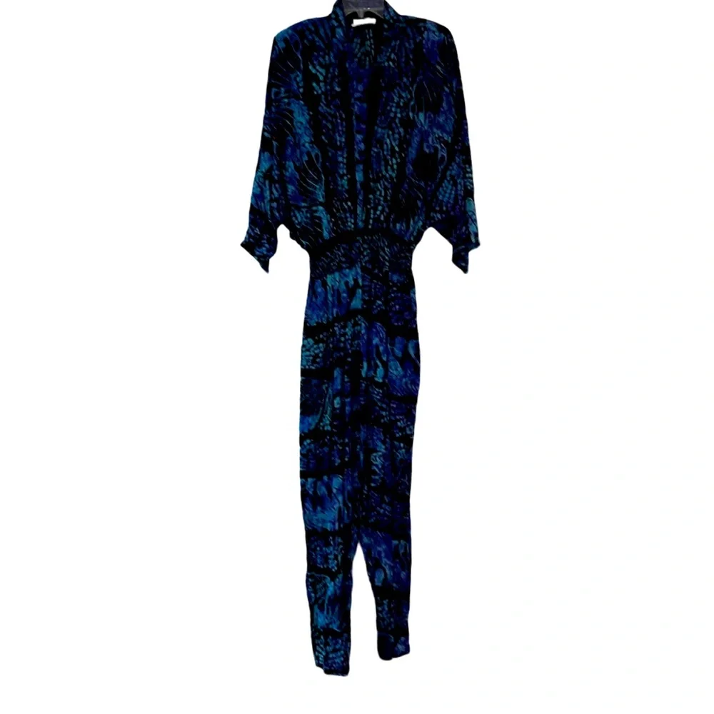 Red’s Threads Vintage 1980’s 100% Rayon Jumpsuit Purple Black Blue Large Retro - Picture 3 of 6